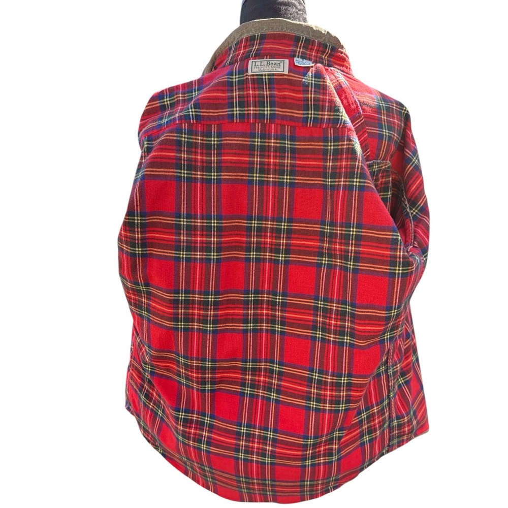 Vintage L.L. Bean Plainsmen Shirt Red Plaid Flannel Lined USA Made Men’s sz S - Picture 10 of 12